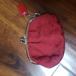Coach red coin bag